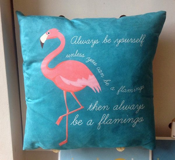 Flamingo cushion in teal - always be a flamingo