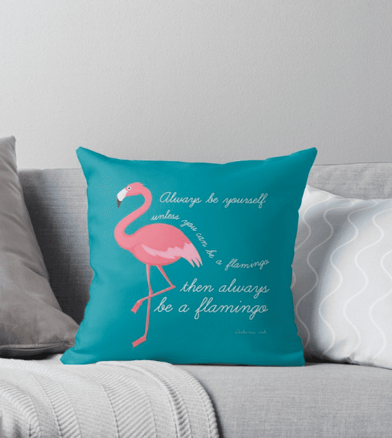 Flamingo cushion in teal - always be a flamingo