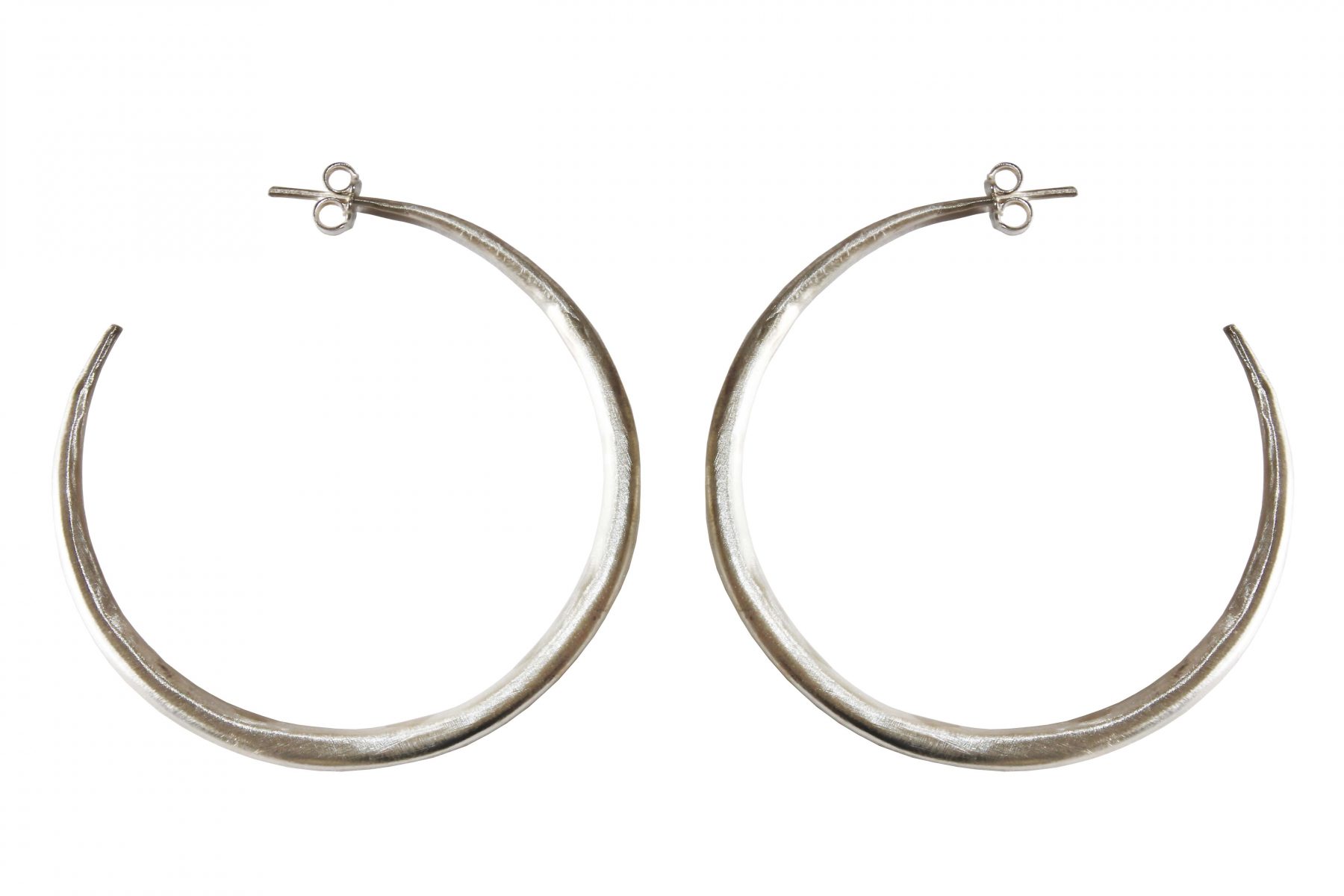 Big Silver Chenier Hoop Earrings