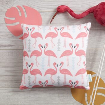 Flamingo Flourish cushion, white