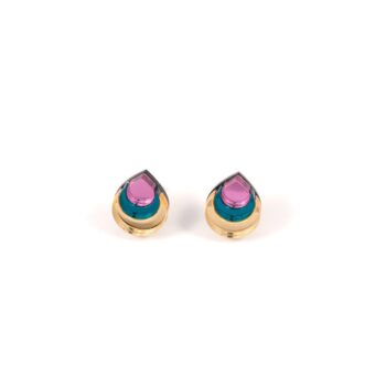 FORM031 Earrings - Gold, Teal, Babypink
