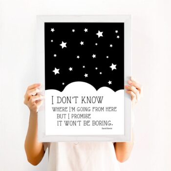 David Bowie art print - black and white