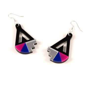 FORM016 Earrings - Silver, Blue, Pink