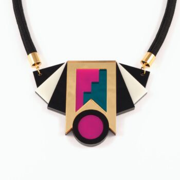 FORM019 Necklace - Gold, Teal, Pink