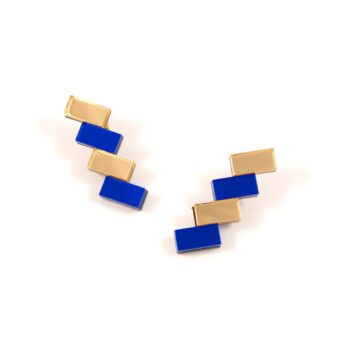 FORM033 Earrings - Gold, Blue