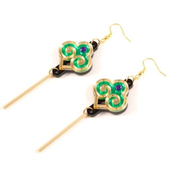 FORM035 Earrings - Gold, Purple, Green