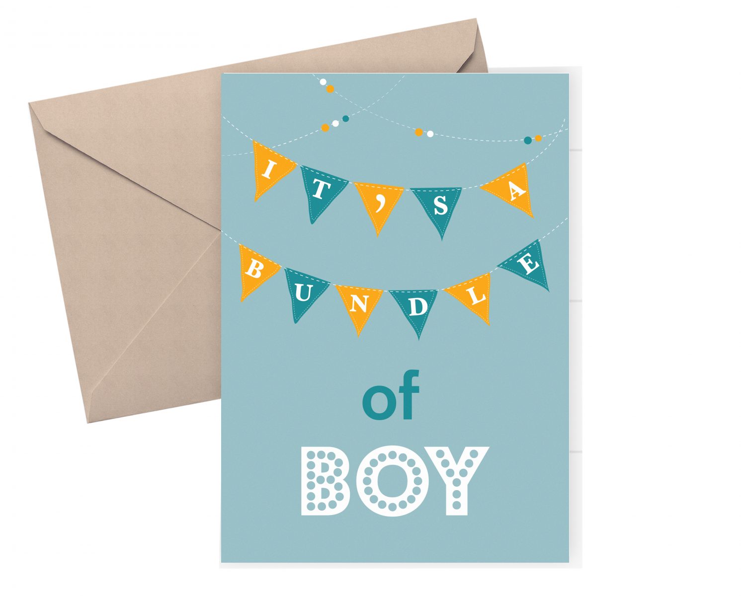 New baby card - bunting card - congratulations it's a boy