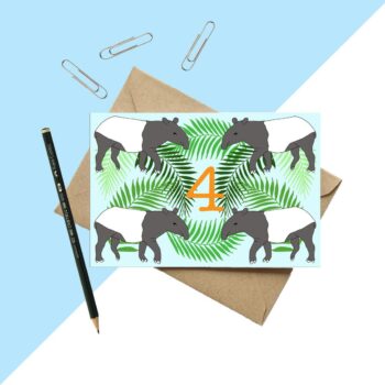 Age 4 Tapir Birthday card