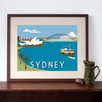 Sydney Harbour Retro Travel Poster Style Art Print 30cm x 40cm
