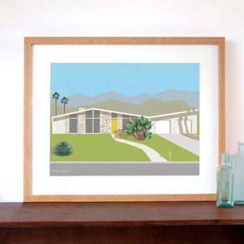 Palm Springs Mid-Century Modern Butterfly House Art Print 30cm x 40cm