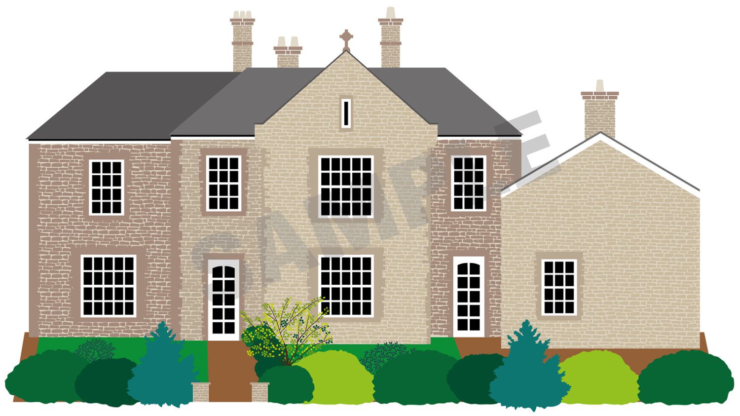 Personalised House Portrait - a Digitally Printed Illustration of your Home 30cm x 40cm