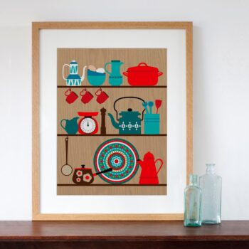Retro Kitchen Shelves Art Print