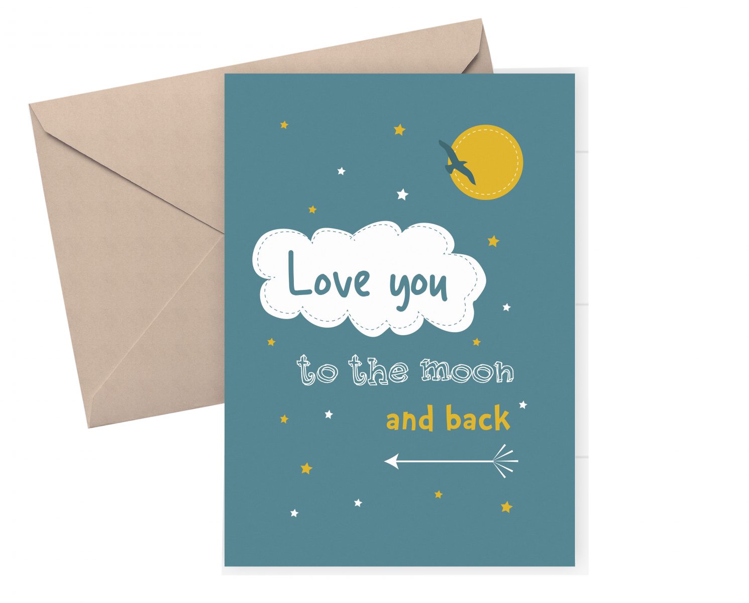 Love you to the moon and back card - Valentine's card
