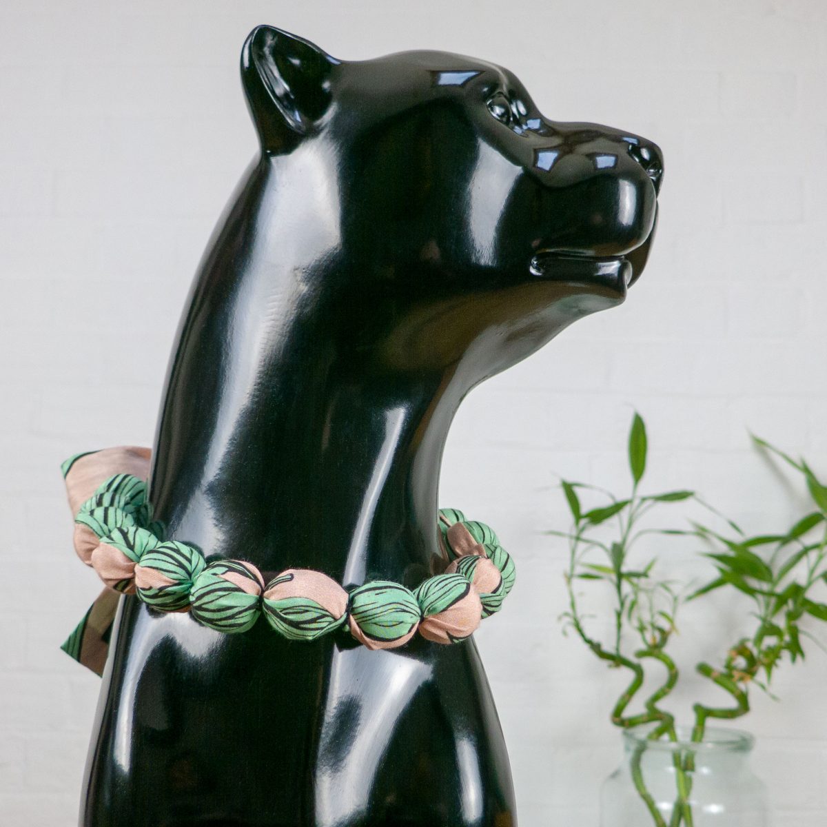 Chunky, Fabric Covered, Bead Necklace 'Big Leaf'