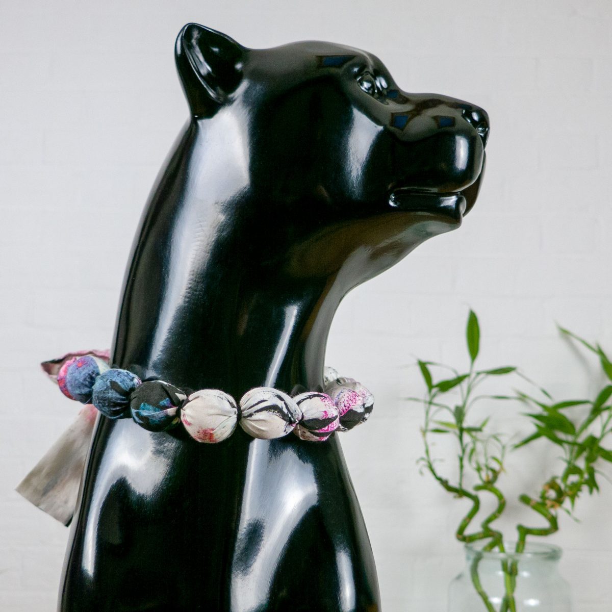 Chunky, Fabric Covered, Bead Necklace 'Dune grasses'