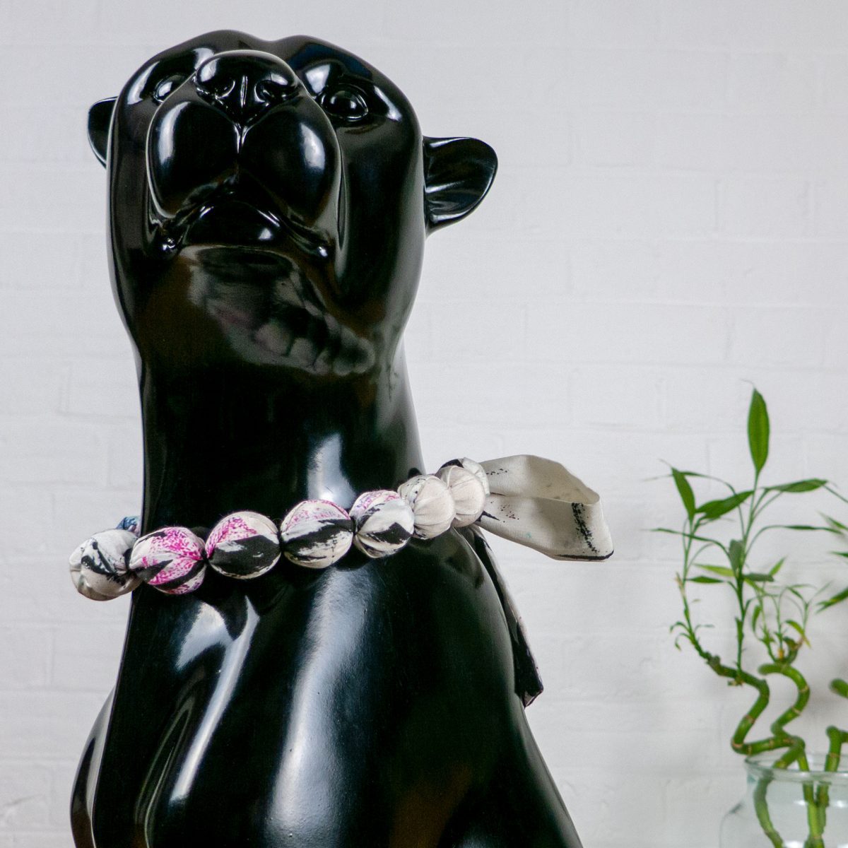 Chunky, Fabric Covered, Bead Necklace 'Dune grasses'
