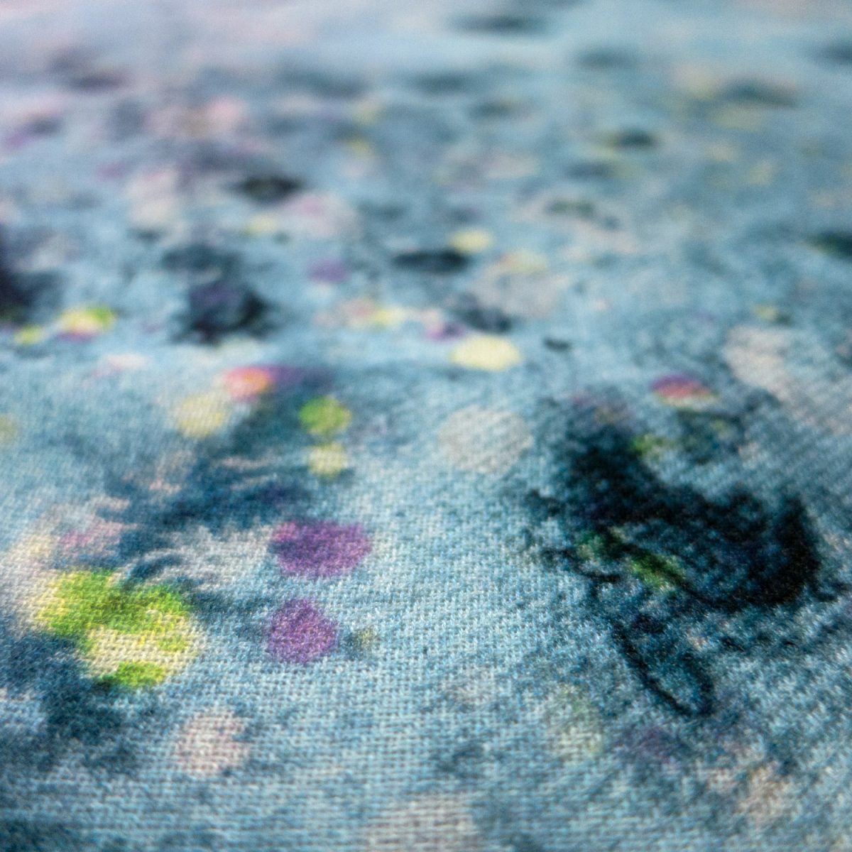 Large wool scarf - abstract painterly blues 'Metamorphic Salts'