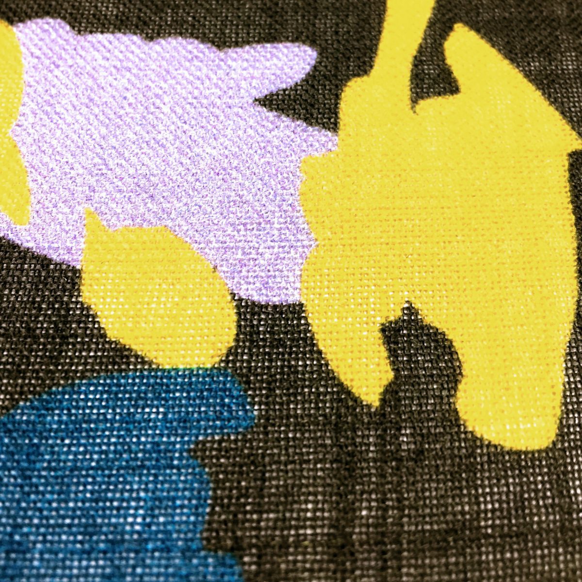Large wool scarf – graphic leaf pattern in lilac, lime and teal – ‘Spring Leaves’