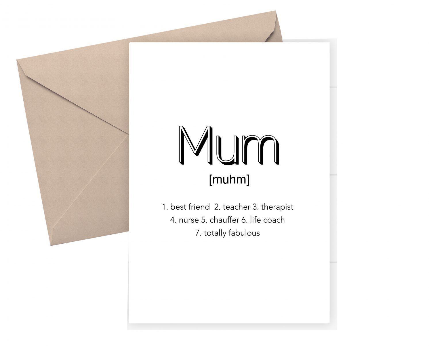 Mother's day card - black and white card for Mum
