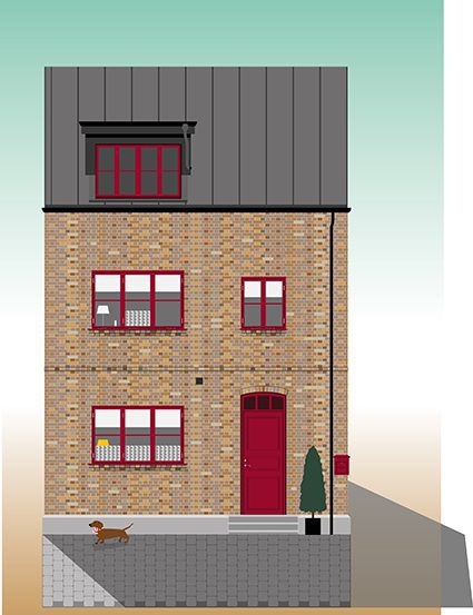 Personalised House Portrait - a Digitally Printed Illustration of your Home 30cm x 40cm