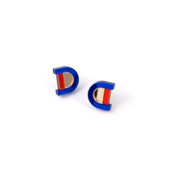 FORM040 Earrings - Blue, Gold, Orange