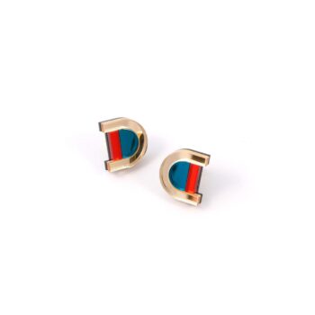 FORM040 Earrings - Gold, Teal, Orange