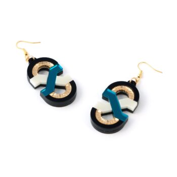 FORM041 Earrings - gold and matte ivory