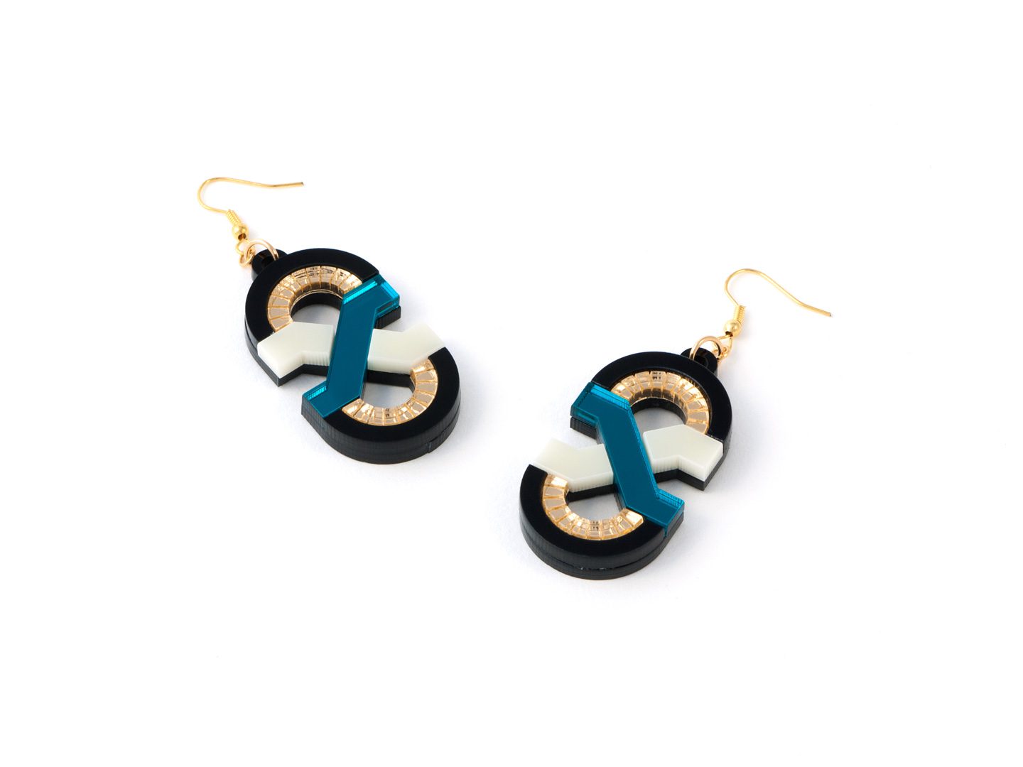 FORM041 Earrings - gold and matte ivory