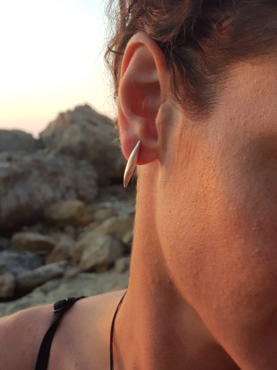 Feather silver earrings
