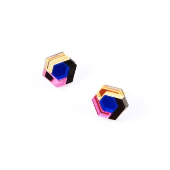 FORM043 Earrings - Babypink, Blue, Gold