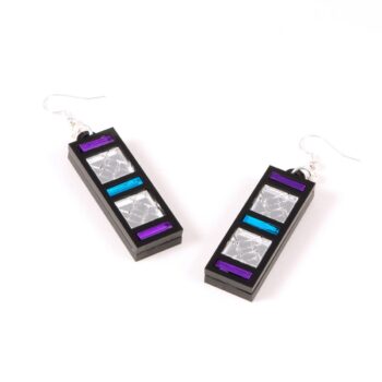 FORM046 Earrings - Silver, Skyblue, Mirror purple