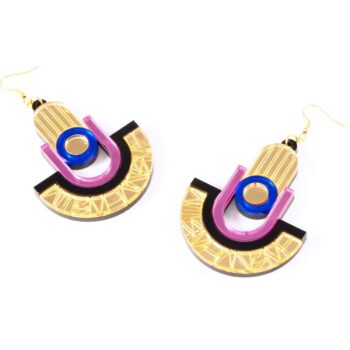 FORM049 Earrings - Gold, Babypink, Blue