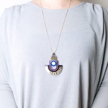 FORM050 Necklace - Silver, Skyblue, Mirror purple