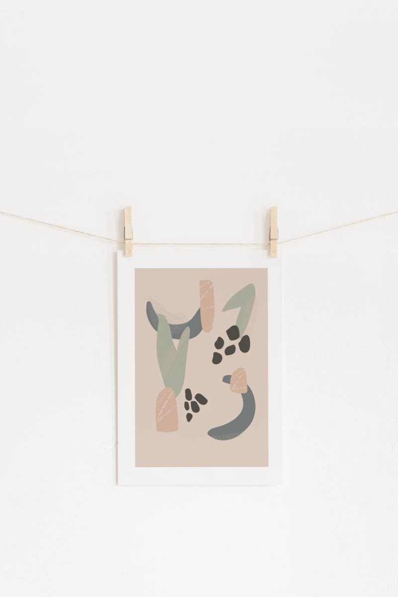 Plant Shapes Abstract Illustration A4 Art Print Wall decor- Border, Unframed