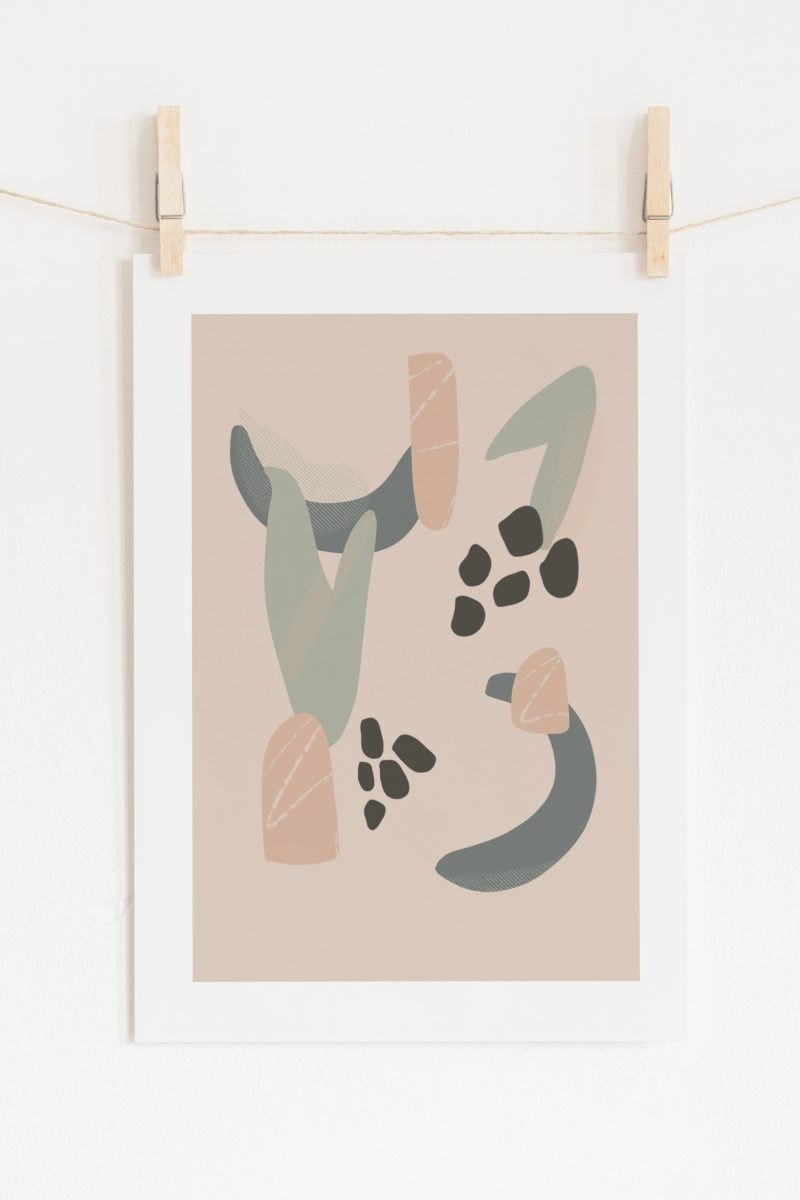 Plant Shapes Abstract Illustration A4 Art Print Wall decor- Border, Unframed