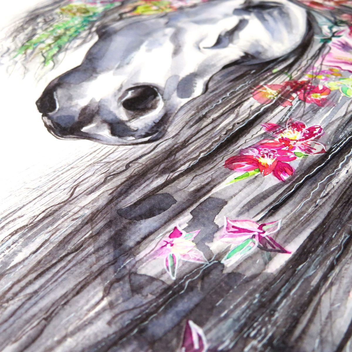 Bloom The Horse Watercolour Print/Gold Leaf