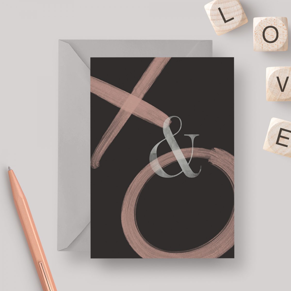 Kisses & Hugs A6 Greeting Card with Grey Envelope