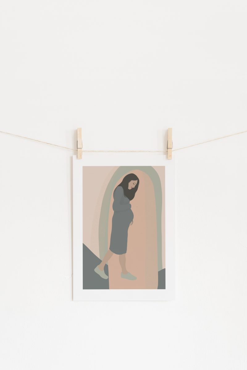 Glowing Mama Abstract Illustration A4 Art Print Wall decor- Border, Unframed