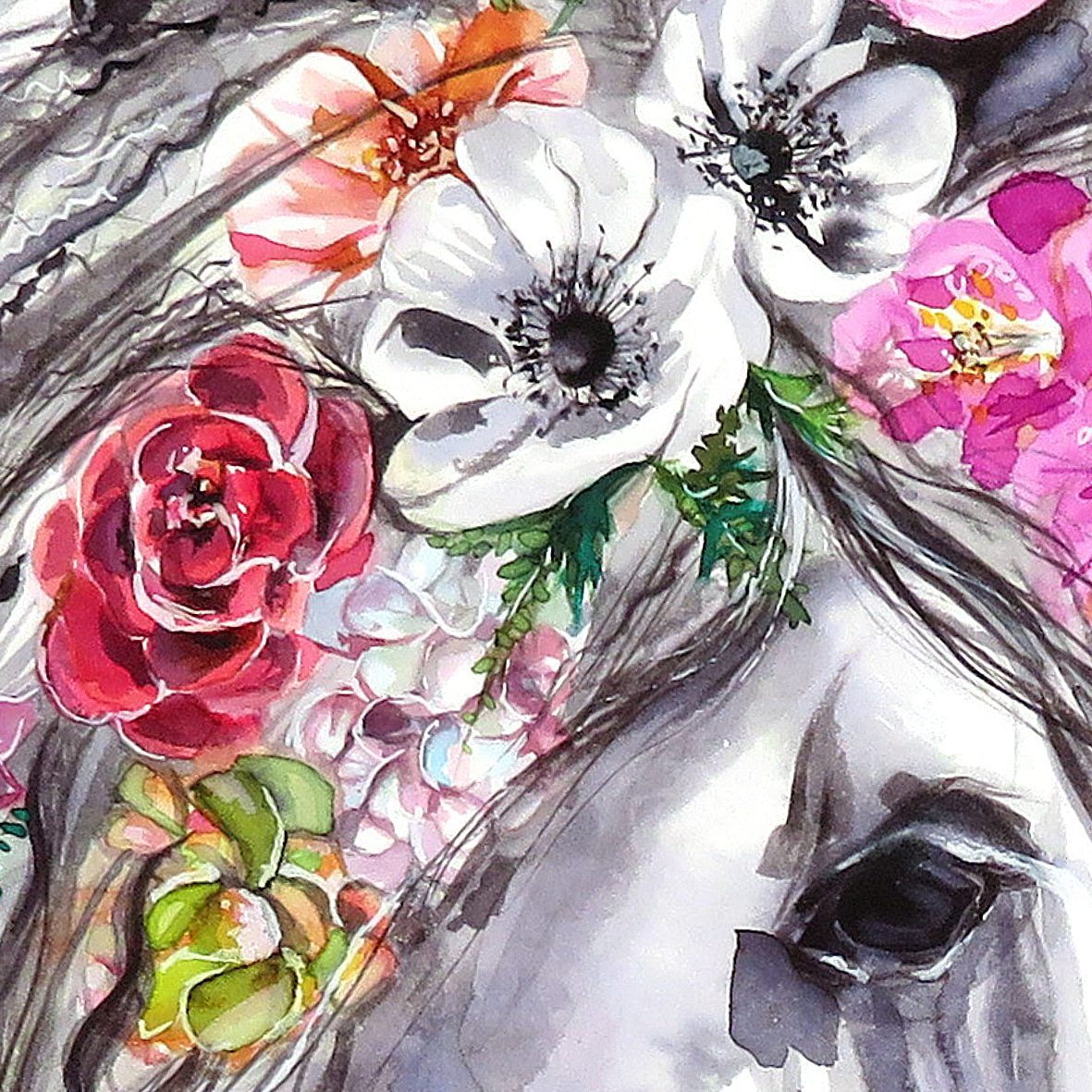 Bloom The Horse Watercolour Print/Gold Leaf
