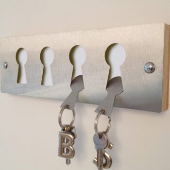 White Stainless steel keyrack & fobs