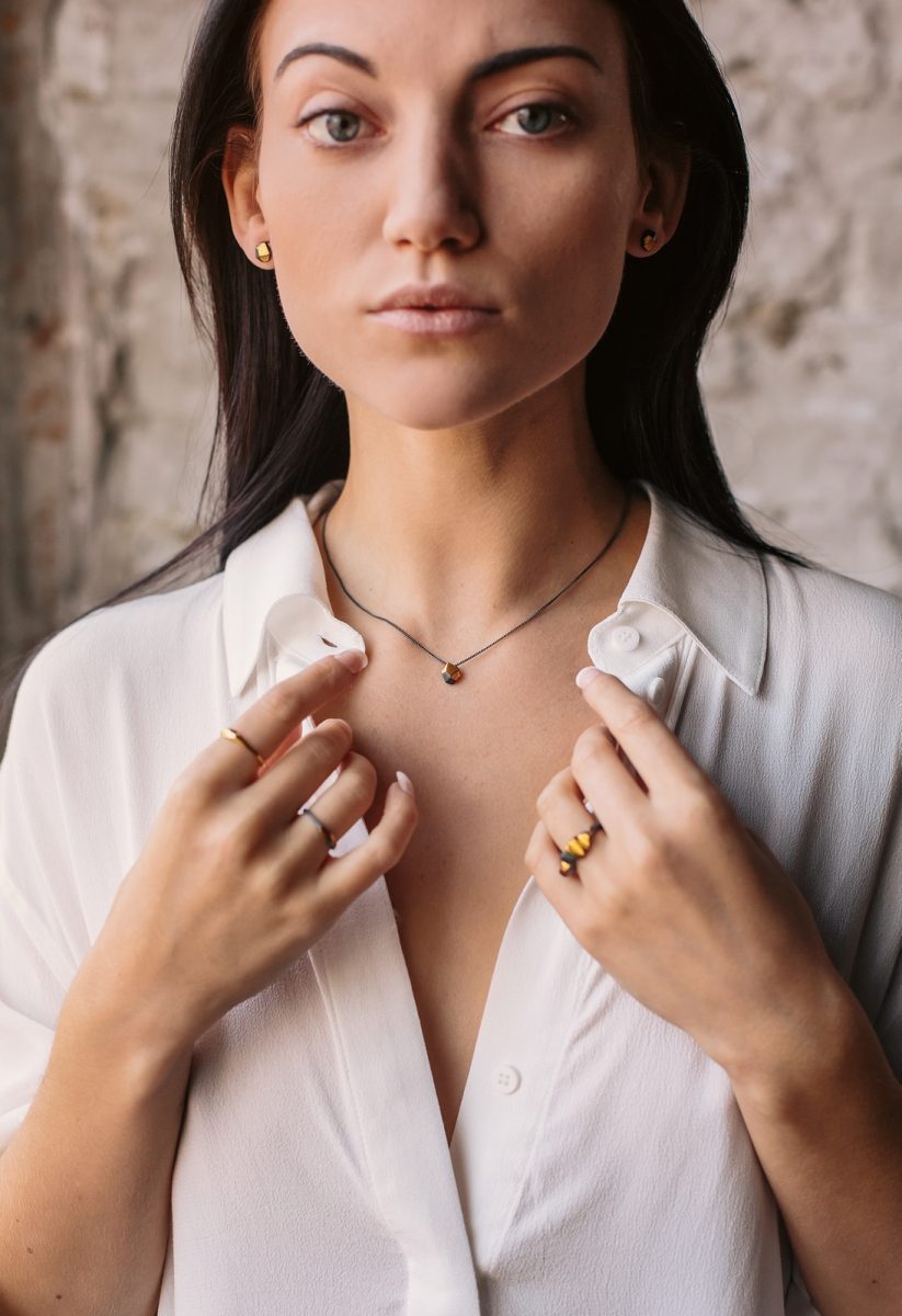 Silver and Gold Nugget Necklace