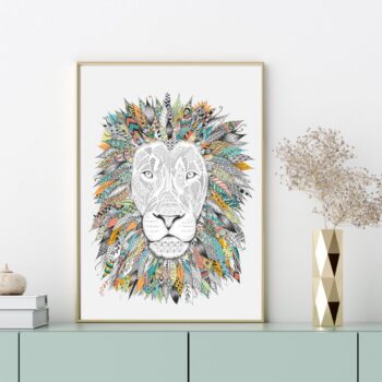 African Lion Art Print - A4