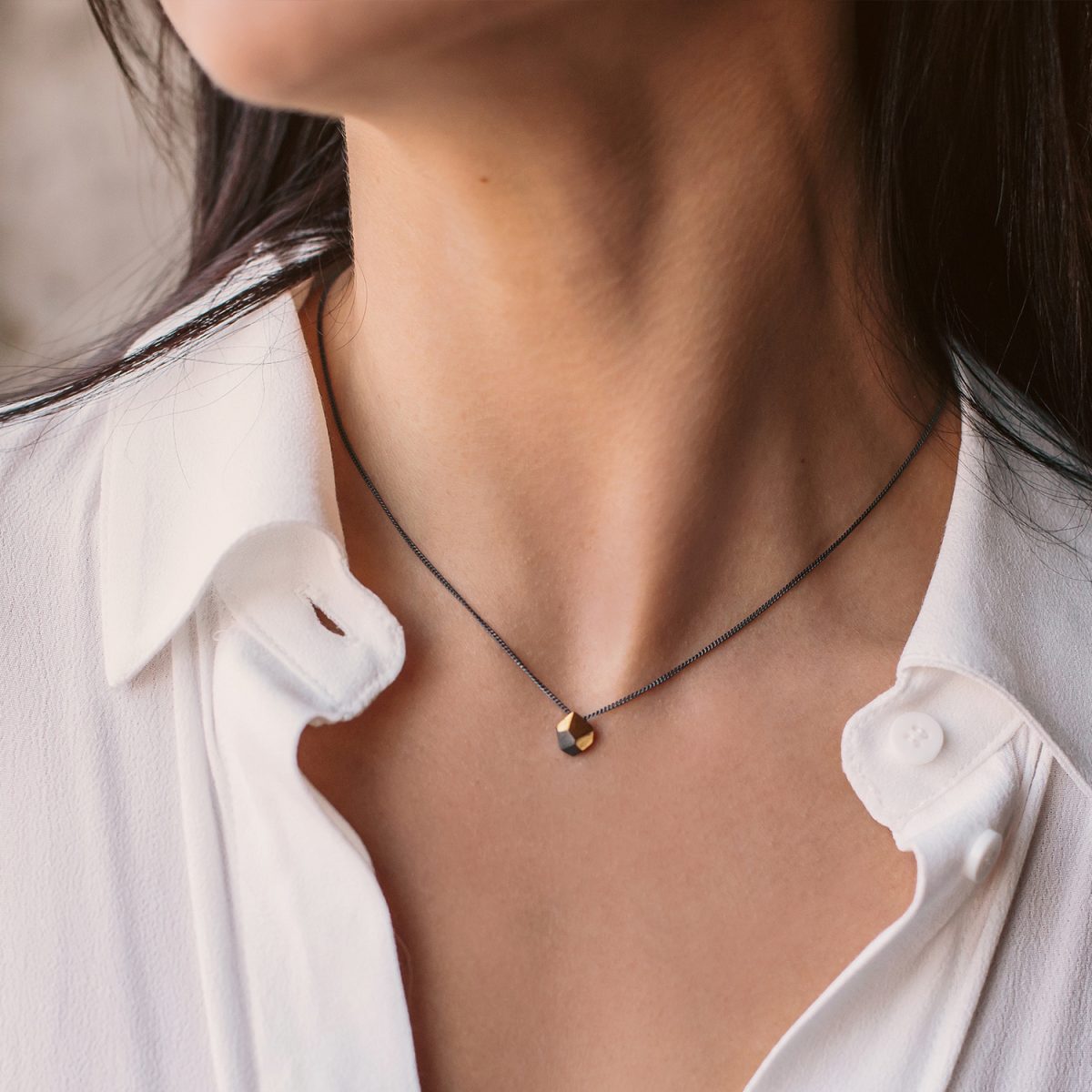 Silver and Gold Nugget Necklace