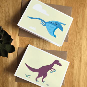 Illustrated Dinosaur A6 Greetings cards - Cute Custom Bundle