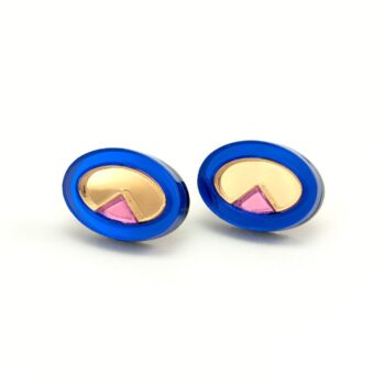 FORM053 OJOS DE DIOS I Stud Earrings - Blue, Gold, Babypink