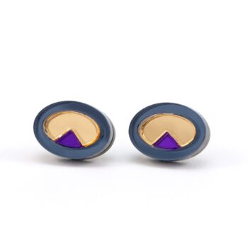 FORM053 OJO DE DIOS I Stud Earrings - Slate Grey, Gold, Purple