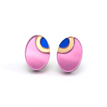 FORM054 OJO DE DIOS II Stud Earrings - Babypink, Gold , Blue