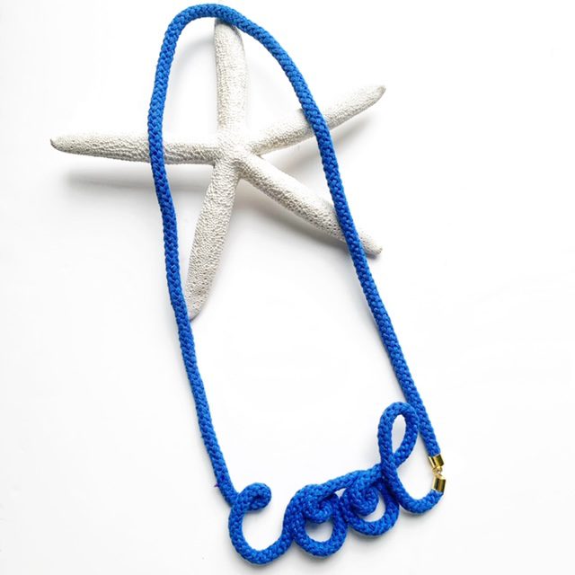 Cotton Hello word necklace, Personalized jewelry, ethical jewelry, 27 colour choices