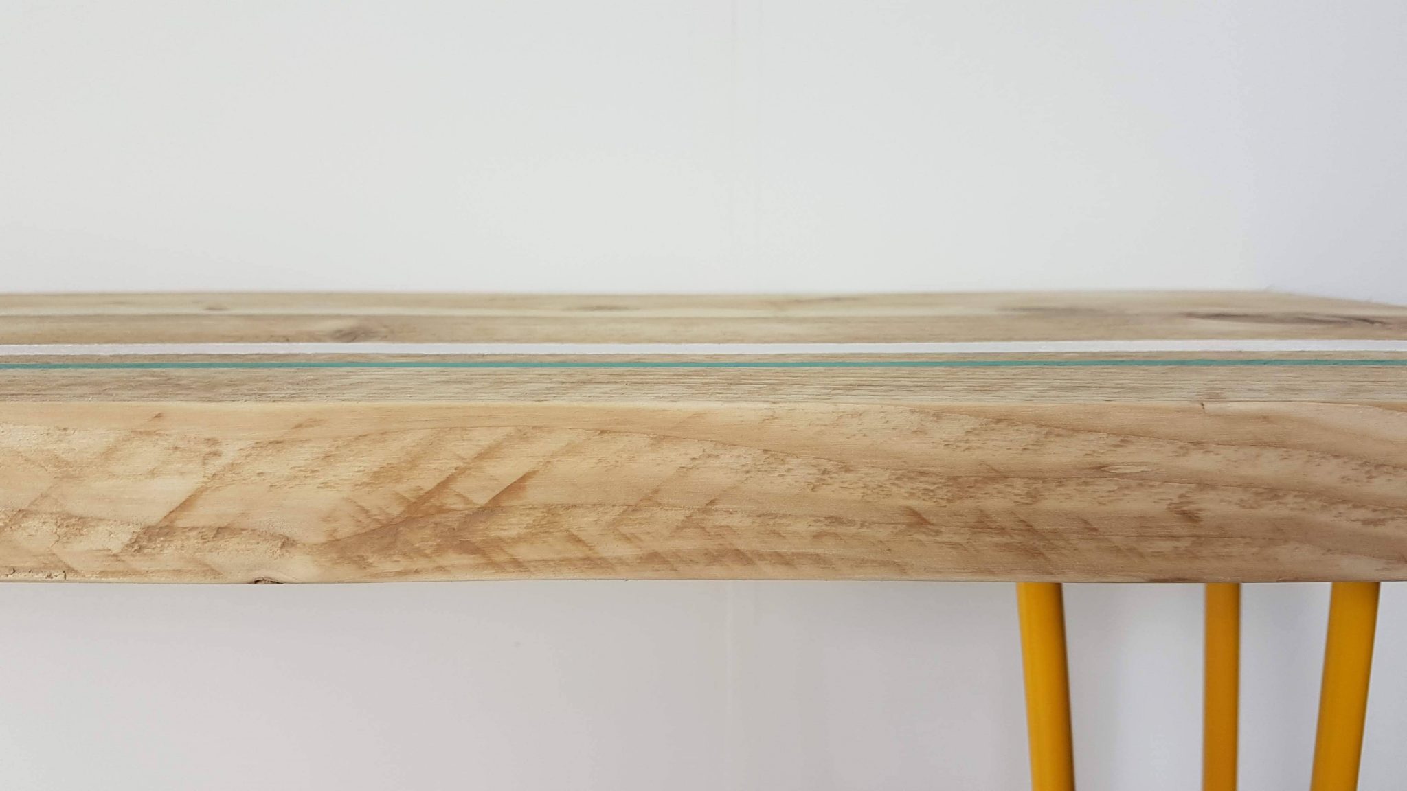 Reclaimed scaffold console table, stripe design