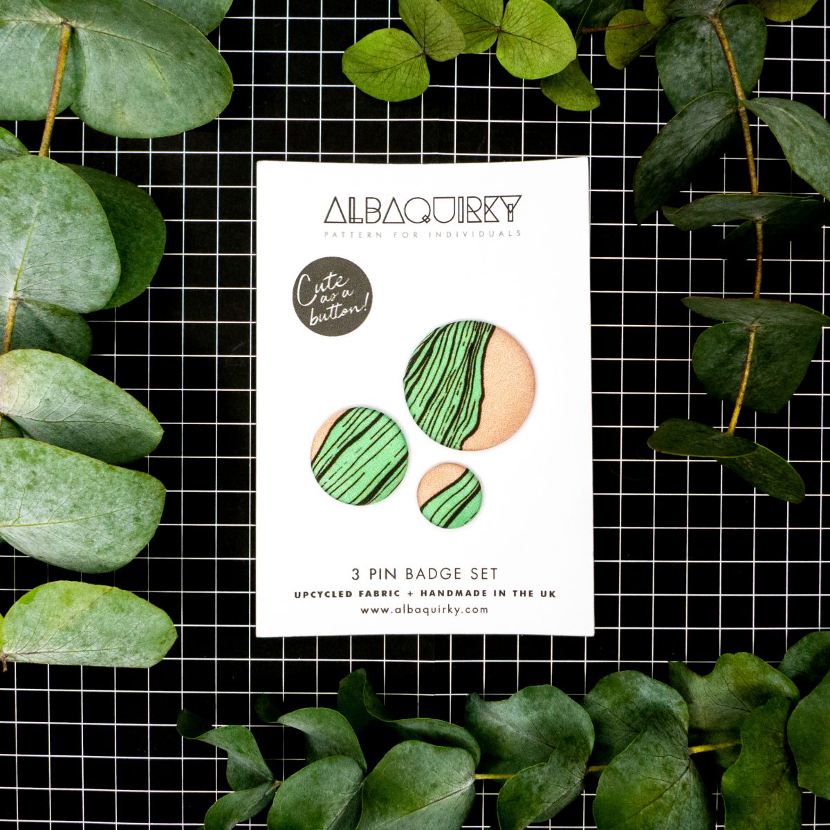 Cute as a button pin badge brooches 'Big leaf' - set of three